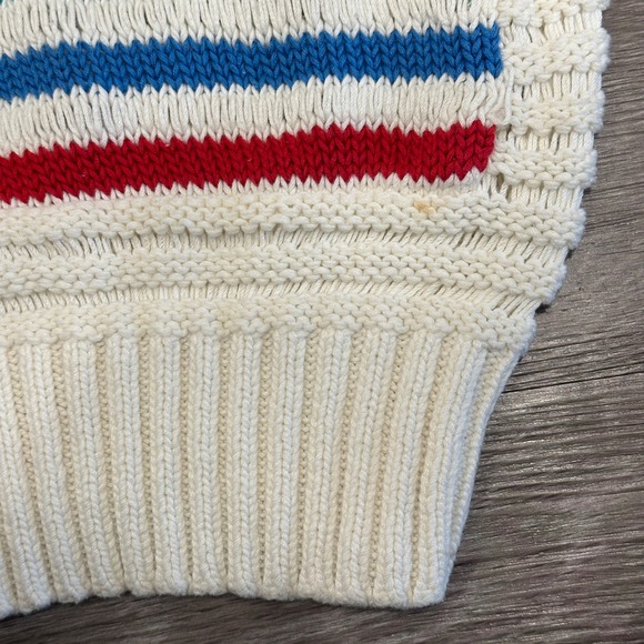 VTG 80s Pierre Cardin Rainbow Striped Knit Sweater Vest Cream Mod Retro Pride XS - Picture 5 of 9